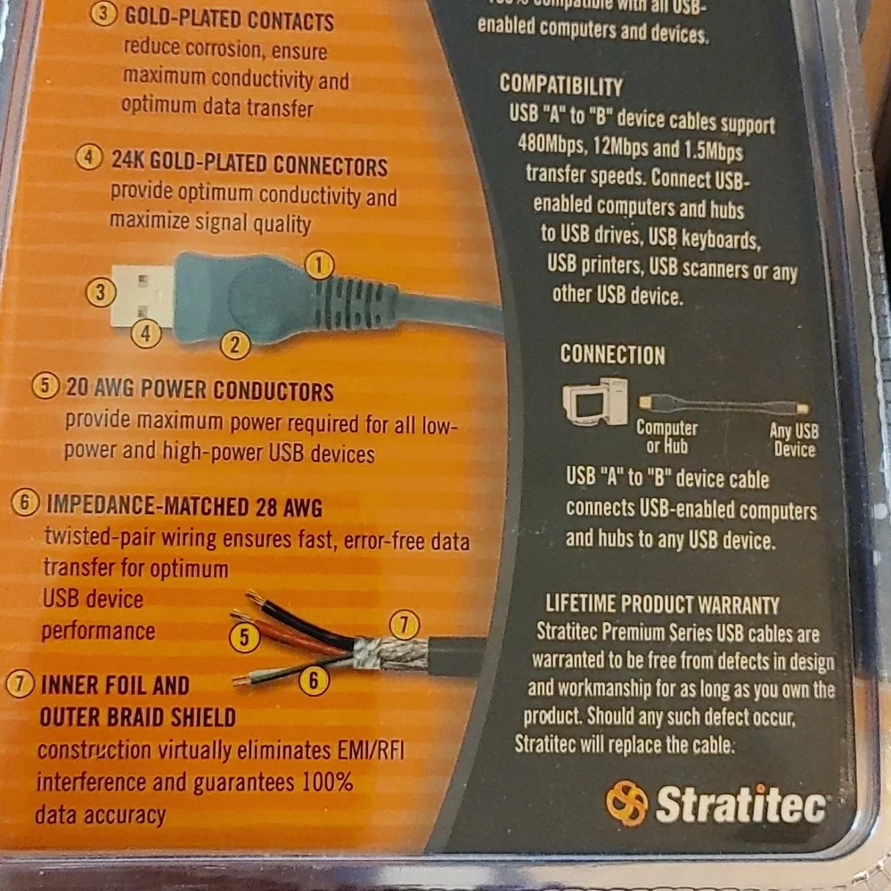 Lot Of 2 USB 2.0 high-speed cables, New